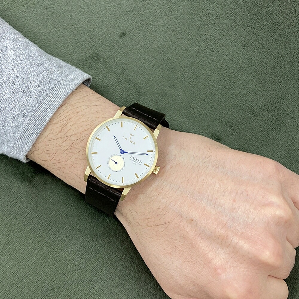 トリワ 時計 メンズ レディース ユニセックス 腕時計 手表 ファルケン スモセコ ブラウン レザー ゴールド FAST110-CL010413 誕生日プレゼント ポイント消化