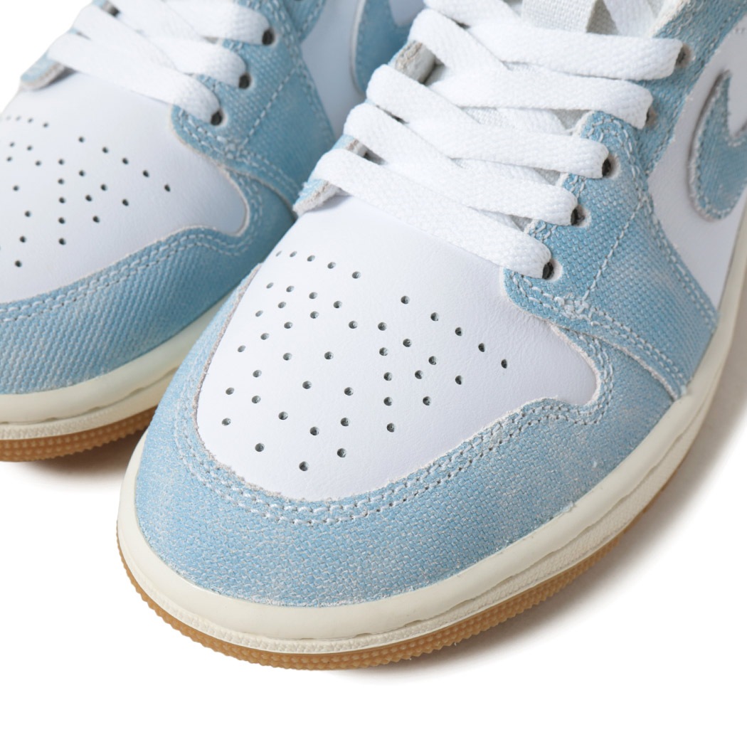 NIKE ナイキ エアジョーダン スニーカー AIR JORDAN 1 MID DENIM ( デニム ブルー ウォッシュド ジーンズ AJ1 青 レディース HQ2005-100 )