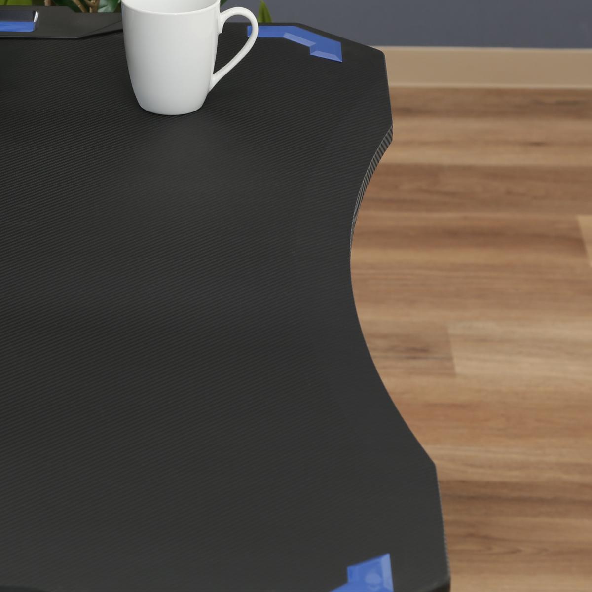 【I】不二貿易 GAMING DESK XeNO(ゼノ)イージー01 ブルー AA-1802　ヘッドホンフック ゲーミングデスク【北海道・沖縄・離島不可】【代引き不可】cm