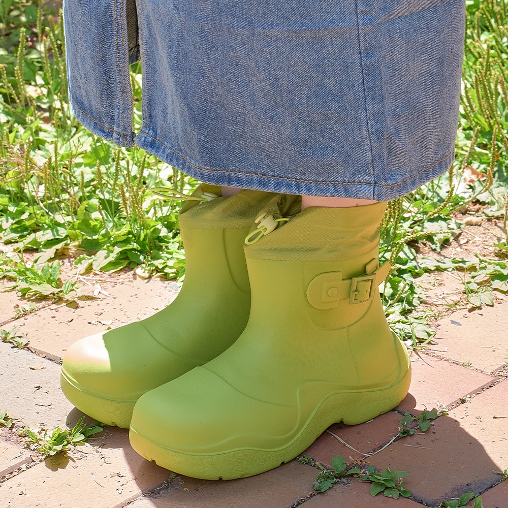 Rose Belted Middle Rainboots (3Colors)_R0017