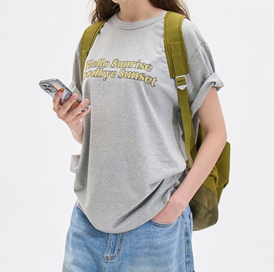 HELLO SUNRISE Classic Typo Logo Tee Heather Gray Tシャツ