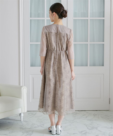 Qoo10 ニッセン ビスチェ風刺繍レースワンピースド 無地