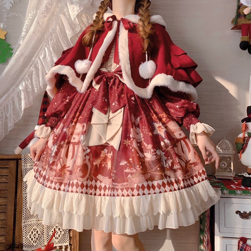 正規品デザイン甘い熊ギフトハウスlolita長袖opワンピースマントクリスマス新 正規品デザイン甘い熊ギフトハウスlolita長袖opワンピースマントクリスマス新