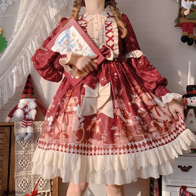 正規品デザイン甘い熊ギフトハウスlolita長袖opワンピースマントクリスマス新 正規品デザイン甘い熊ギフトハウスlolita長袖opワンピースマントクリスマス新
