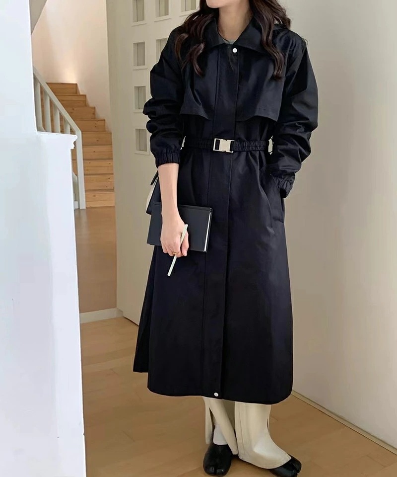 [ 即日発送]コート ステンカラーコート ヨーク付き レディース トレンチコート アウター ロング丈 ロングコート きれいめ ゆったり オシャレ スプリングコート ベルト付き トレンチ ポケット 羽織