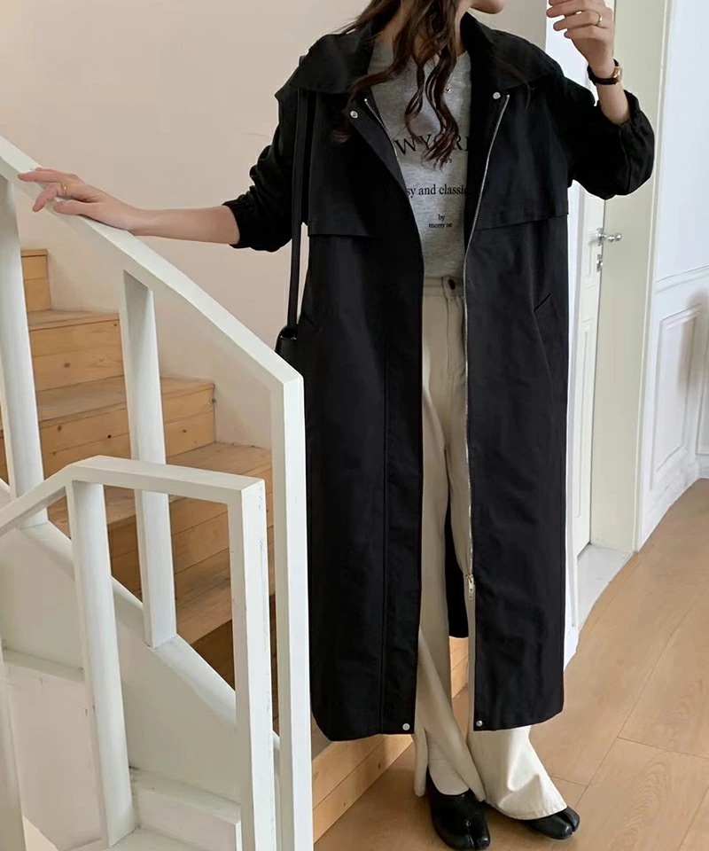 [ 即日発送]コート ステンカラーコート ヨーク付き レディース トレンチコート アウター ロング丈 ロングコート きれいめ ゆったり オシャレ スプリングコート ベルト付き トレンチ ポケット 羽織