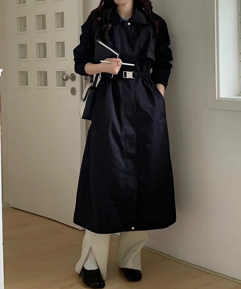 [ 即日発送]コート ステンカラーコート ヨーク付き レディース トレンチコート アウター ロング丈 ロングコート きれいめ ゆったり オシャレ スプリングコート ベルト付き トレンチ ポケット 羽織