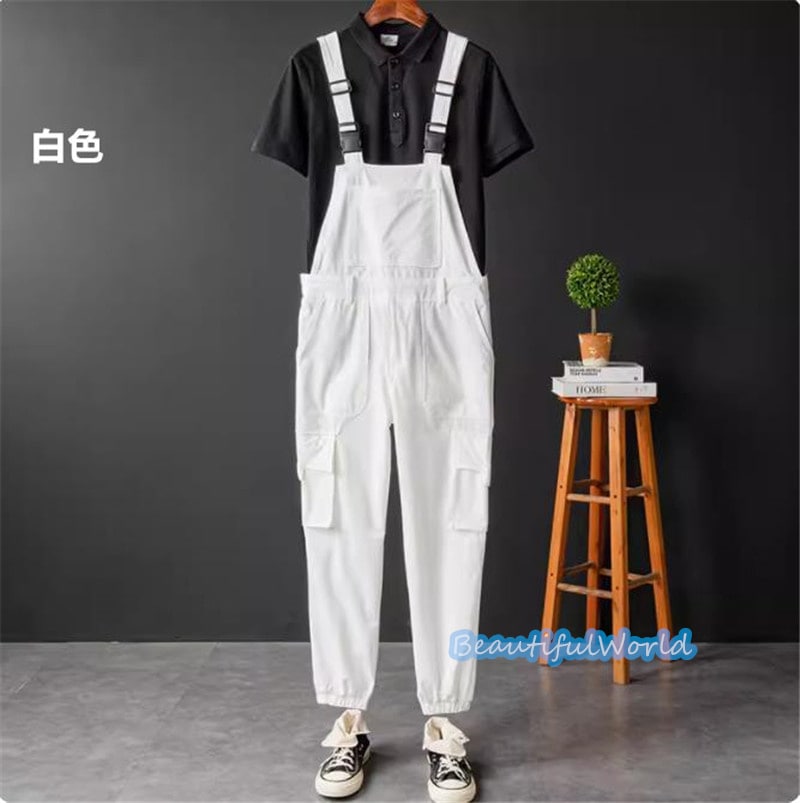 サロペット メンズ オーバーオール つなぎ オールインワン 無地サスペンダー ストリートアメカジ 作業服 春秋 お洒落24bdk25