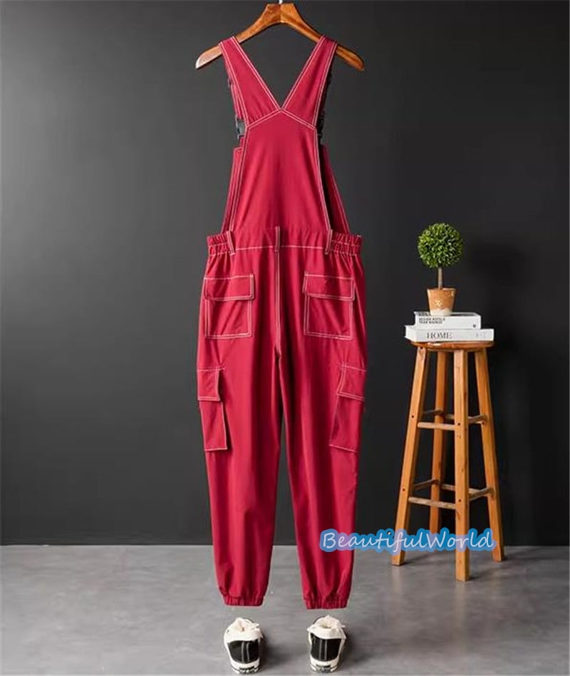 サロペット メンズ オーバーオール つなぎ オールインワン 無地サスペンダー ストリートアメカジ 作業服 春秋 お洒落24bdk25