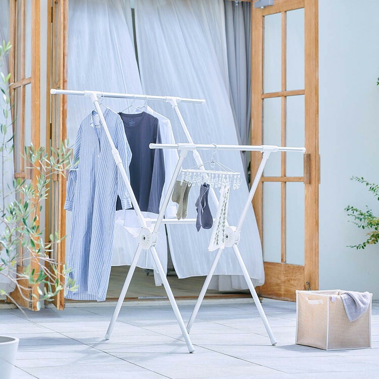 物干し アルミ 伸縮 折り畳み 収納 コンパクト 洗濯 省スペース Leger ものほし Leger X型アルミ物干し_6