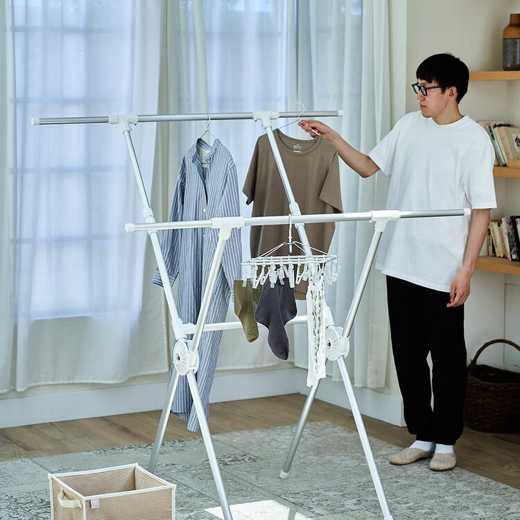 物干し アルミ 伸縮 折り畳み 収納 コンパクト 洗濯 省スペース Leger ものほし Leger X型アルミ物干し_7