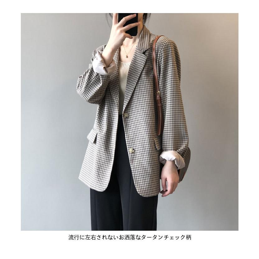 「数量限定」タータンチェック レディースにジャケット テーラードジャケット 体型カバー 長袖 テーラード チェック柄 ゆったり ビッグシルエット バレンタイン プレゼント