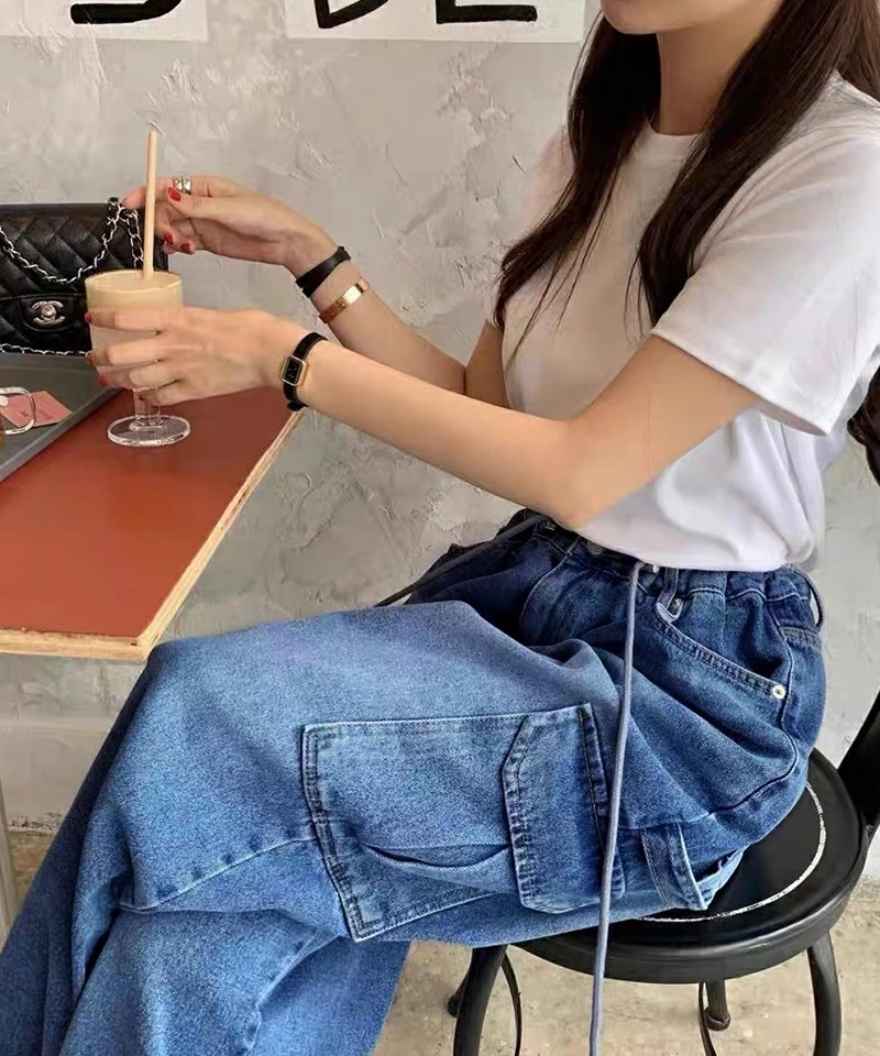 【9/25！クーポンで3,870円】 デニムパンツ デニムカーゴパンツ レディース ワイド デニム カーゴ パンツ カーゴパンツ オシャレ ワイドデニム 大きいサイズ ワイドパンツ ドローコード ジー