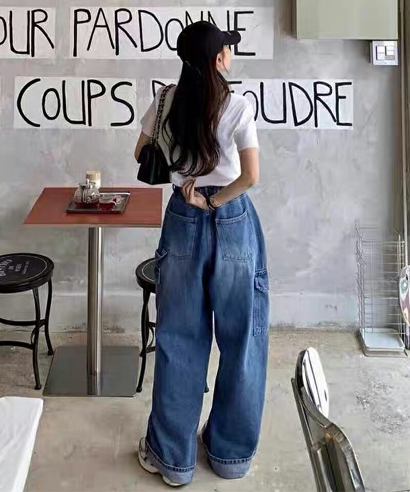 【9/25！クーポンで3,870円】 デニムパンツ デニムカーゴパンツ レディース ワイド デニム カーゴ パンツ カーゴパンツ オシャレ ワイドデニム 大きいサイズ ワイドパンツ ドローコード ジー