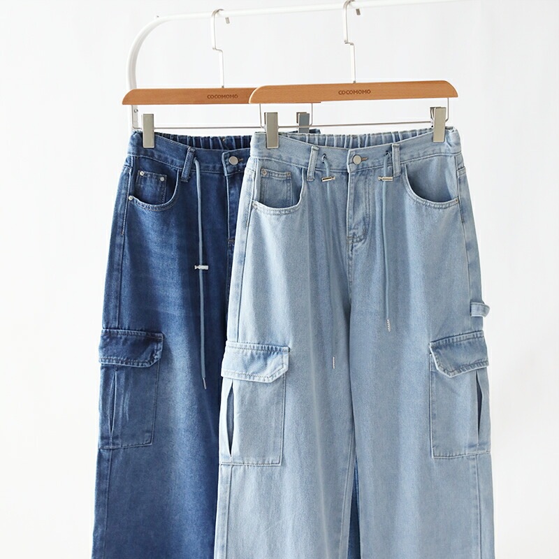 【9/25！クーポンで3,870円】 デニムパンツ デニムカーゴパンツ レディース ワイド デニム カーゴ パンツ カーゴパンツ オシャレ ワイドデニム 大きいサイズ ワイドパンツ ドローコード ジー