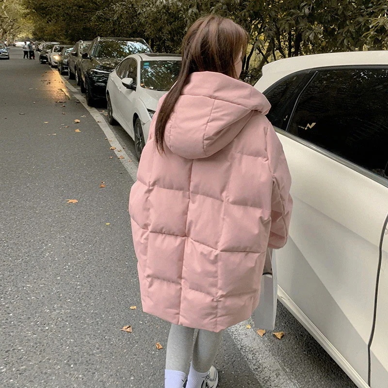 フード付き ポケット ミディアムレングス 2025 ダウンジャケット 韓国ファッション 新型 女性用_3