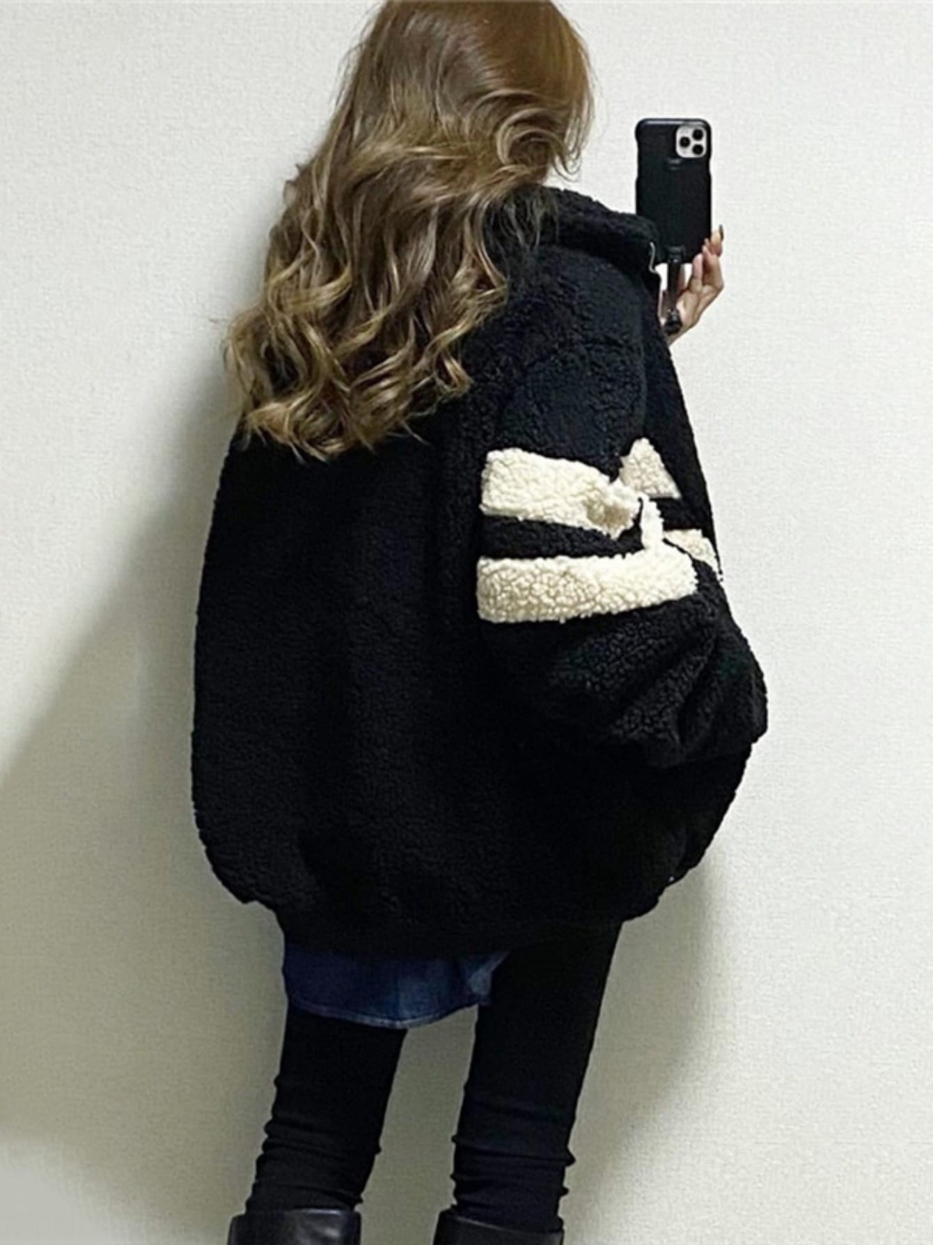 【商品名】レディース 厚手 暖かい フリース ジャケット ブラッシュ加工裏地付き - 防風 冬用コートルーズフィット オーバーサイズ スタンドカラーソフト ふわふわ アウター軽量 防寒 防風 ジ
