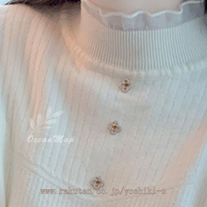 ニットセーター レディース フリル付き ニット セーター トップス カットソー リブ タートルネック 薄手 長袖 オシャレ かわいい シンプル 無地 女性 大人 インナー 秋 冬 学生 ママ 定番 普