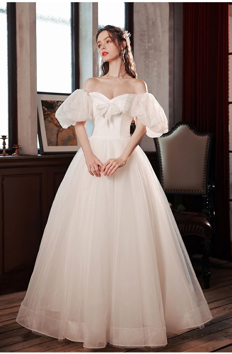 【2枚購入で 3oo円OFF!】天使のウェディングドレス スウィートボウ プリンセス花嫁 スリムフィット パフスカート ウェディングドレス 【2枚購入で 3oo円OFF!】天使のウェディングドレス スウィートボウ プリンセス花嫁 スリムフィット パフスカート ウェディングドレス