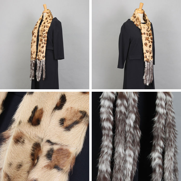 キッドラム ファー マフラー アニマルプリント ラビットフリンジ レディース ギフト プレゼント