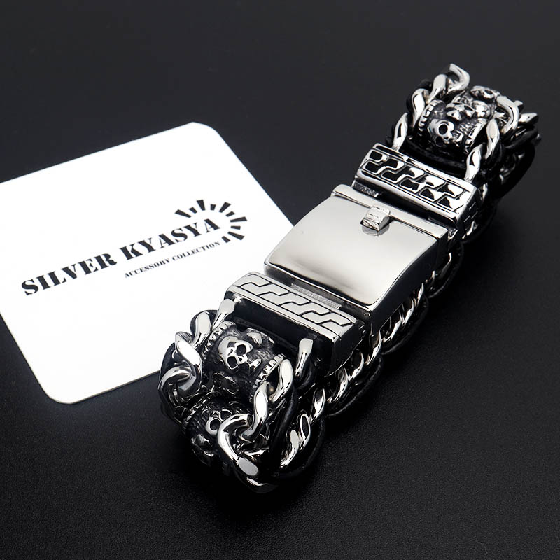 ステンレス マニ車 重厚ブレスレット [b565]_8