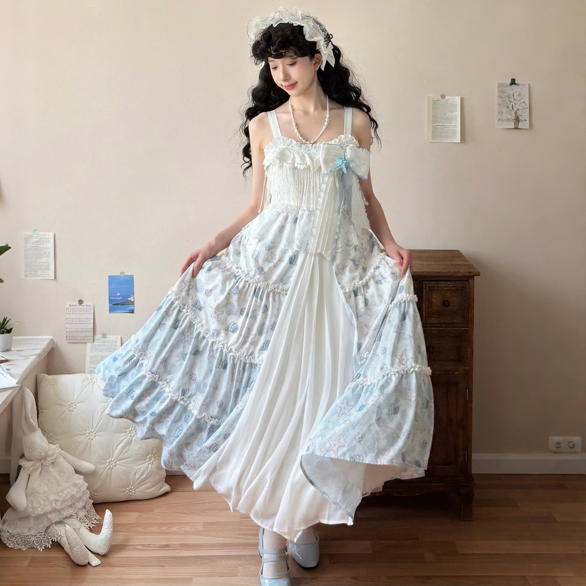 正規品デザイン夏貝殻lolita甘美で清新なスカートワンピースロリータ女