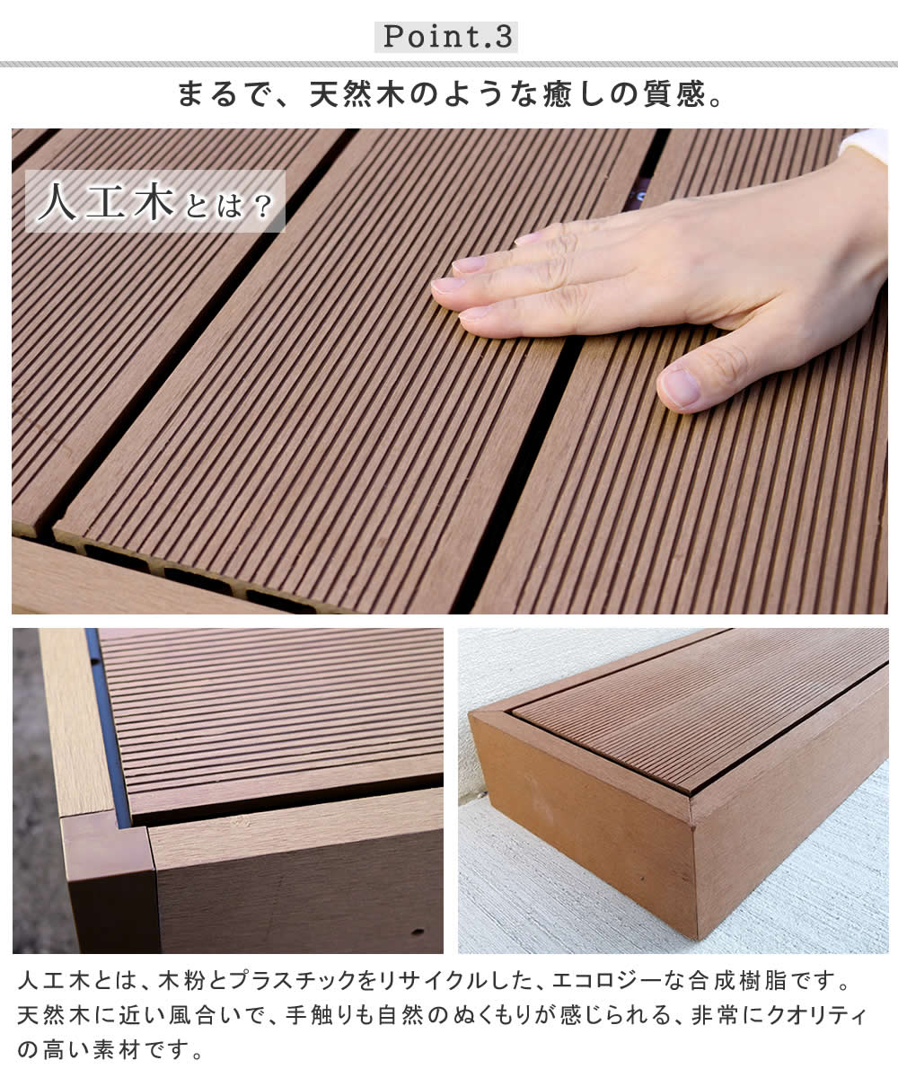 住まいスタイル 人工木ウッドデッキ ecofeel（エコフィール）3台 ステップセット PWDE-3P-STP_3
