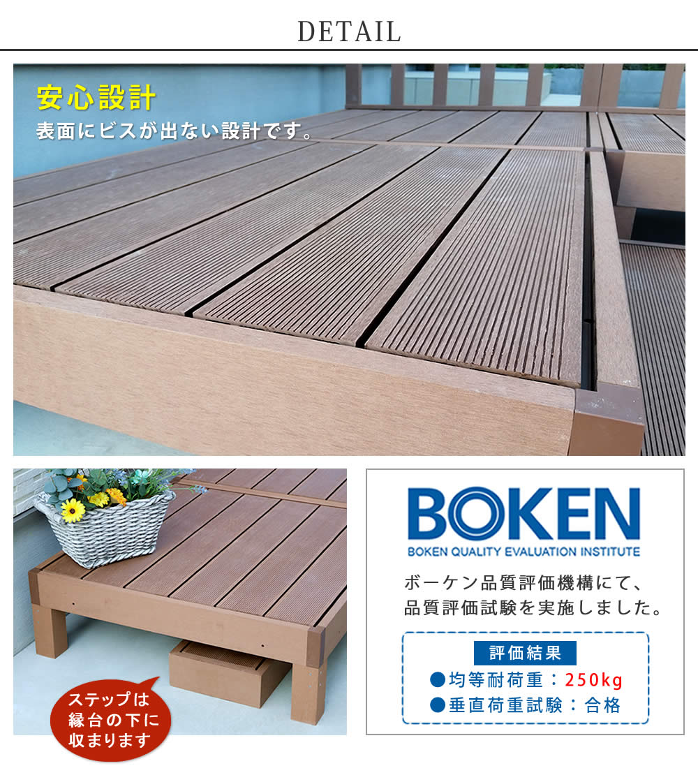 住まいスタイル 人工木ウッドデッキ ecofeel（エコフィール）3台 ステップセット PWDE-3P-STP_5