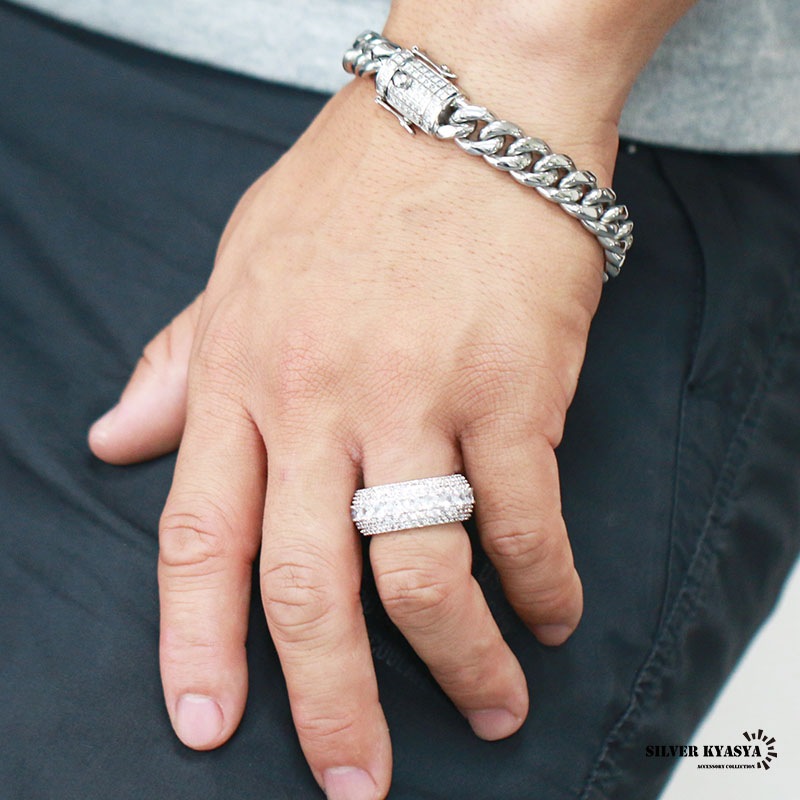 キラキラCZ甲丸リング [r161-silver]