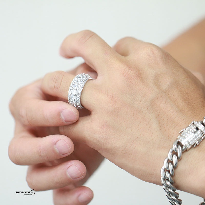 キラキラCZ甲丸リング [r161-silver]