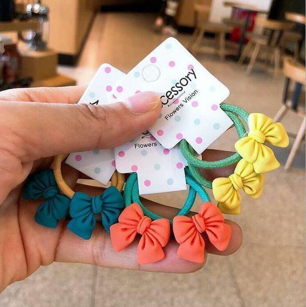 T-302】くまヘアリボン キッズヘアゴム キッズヘアリボン T-302】くま