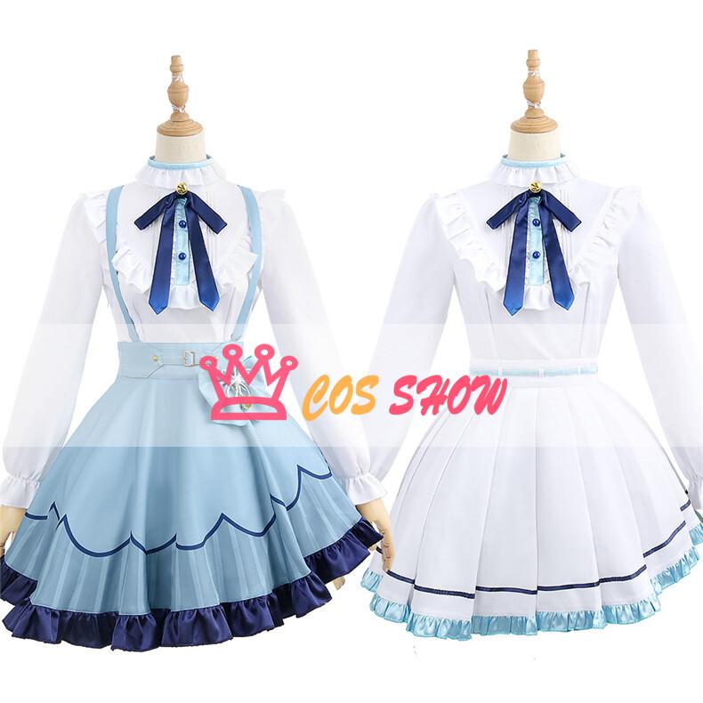 バーチャル VTuber 天宮こころ コスプレ衣装 帽子付き ウィッグ能 cosplay 水色 仮装 イベント ステージ服 舞台 ハロウィン クリスマス_5