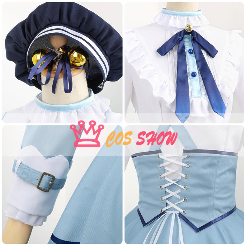 バーチャル VTuber 天宮こころ コスプレ衣装 帽子付き ウィッグ能 cosplay 水色 仮装 イベント ステージ服 舞台 ハロウィン クリスマス_7