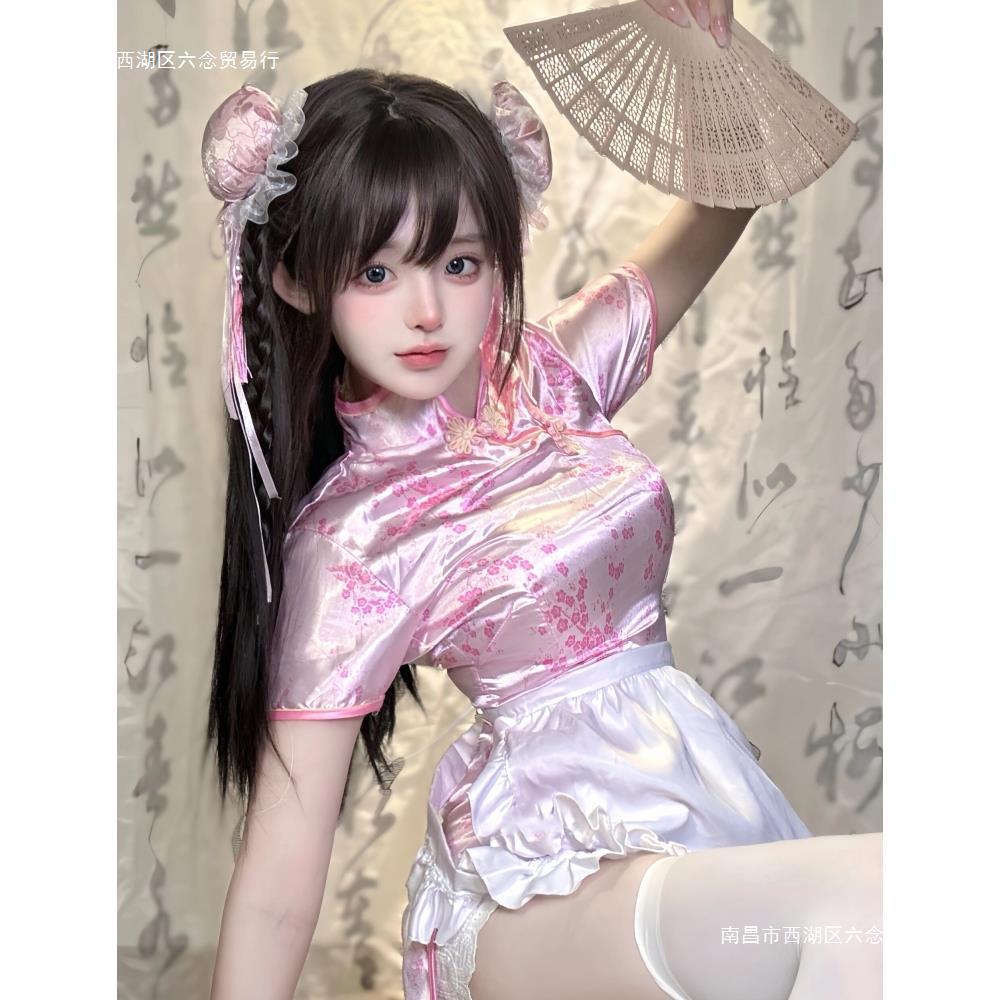 中国の女の子甘い女の子純粋な欲望ロリータメイドcsスーツ女性のための新しい中国風チャイナドレスエプロンセクシーなドレススーツ