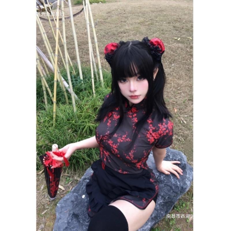中国の女の子甘い女の子純粋な欲望ロリータメイドcsスーツ女性のための新しい中国風チャイナドレスエプロンセクシーなドレススーツ