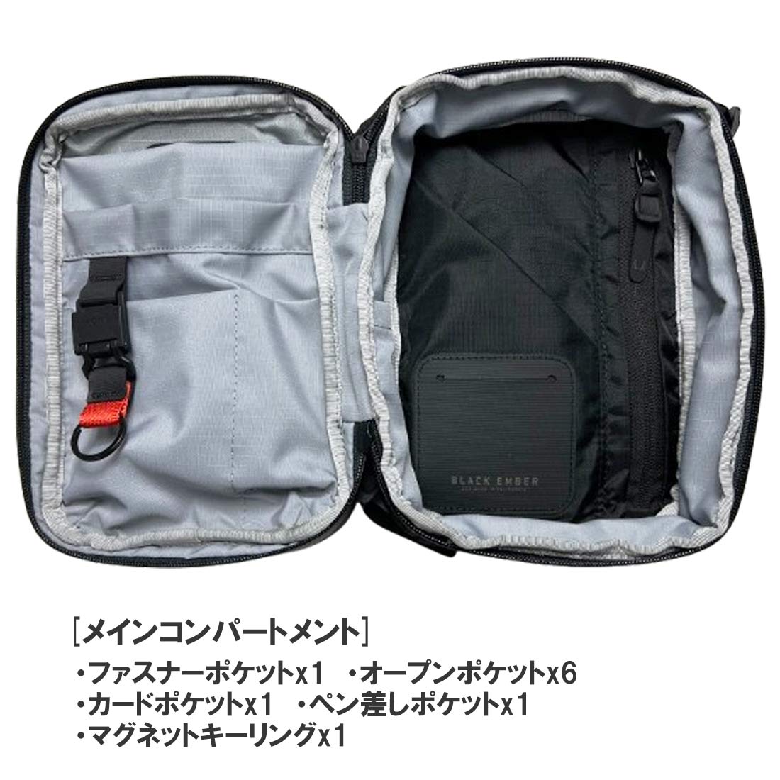 Black Ember コンパック ショルダーバッグ ボディバッグ ポーチ 多機能 ガジェット オーガナイザー ブラック 旅行 KOMPAK 5L 90000_3