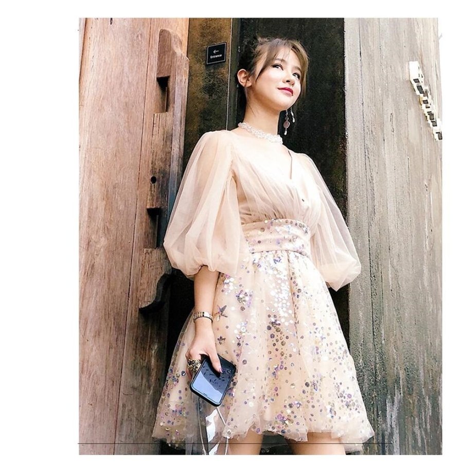 ミニドレス パーディードレス 袖あり aライン 上品 ウエディングドレス お姫様ドレス ステージ衣装 ミニドレス パーディードレス 袖あり aライン 上品 ウエディングドレス お姫様ドレス ステージ衣装