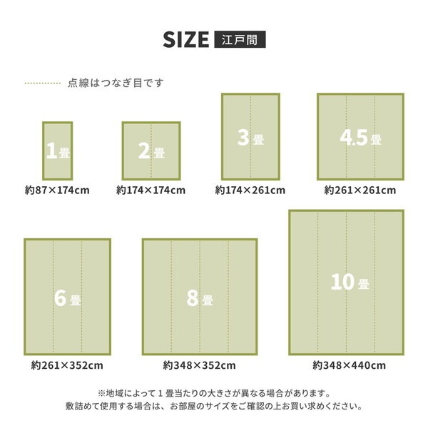 81947590 洗えるい草風カーペット やなぎ 江戸間10畳 348×440 グリーン メーカー直送_7