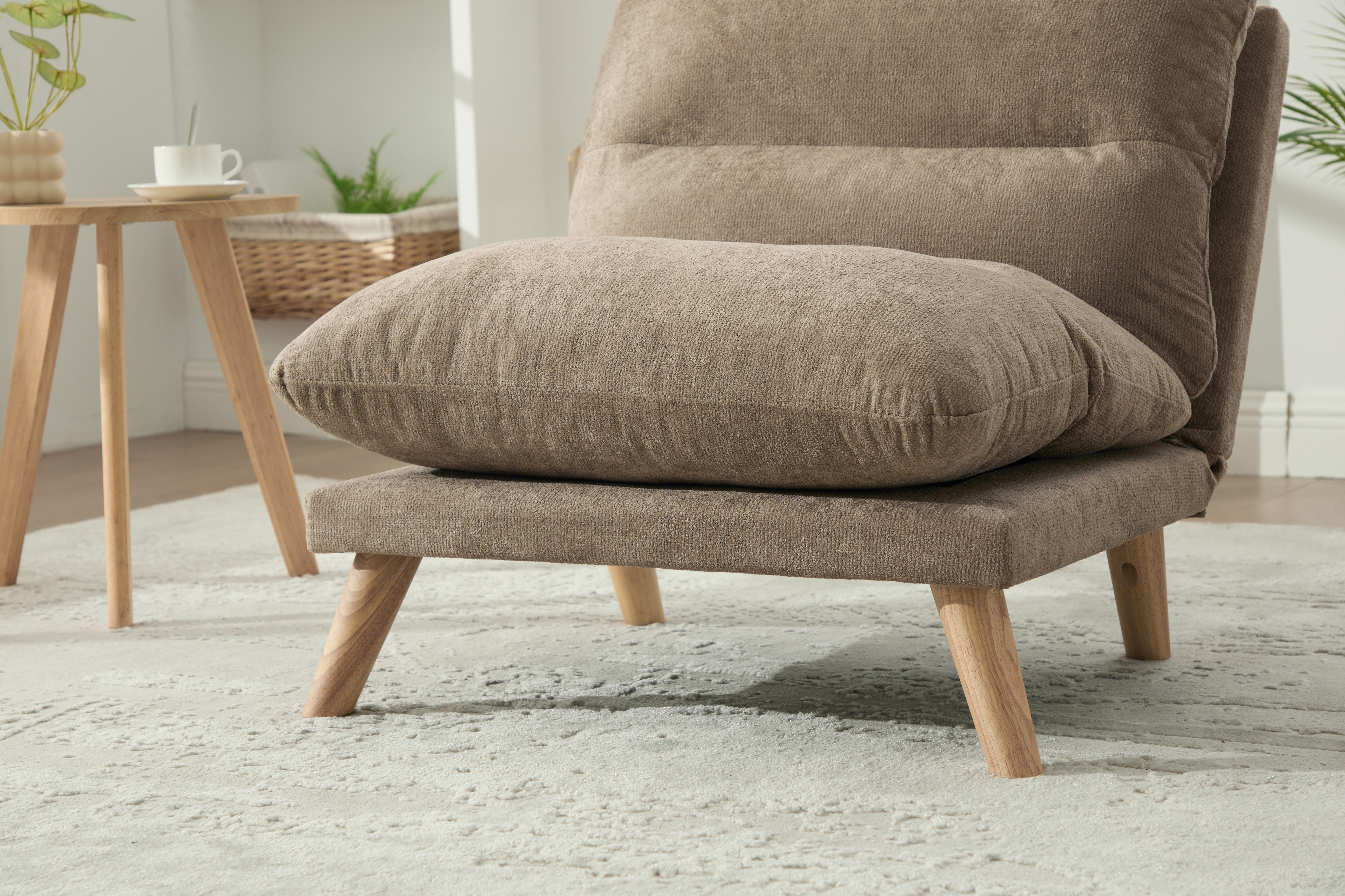 【国内入荷済】一人掛け ソファ 座椅子 リクライニング 折りたたみ コンパクト 幅68cm 低反発 メモリーフォーム ふわふわ シェニール生地 無垢材フレーム 90160角度調節 一人暮らし お_18
