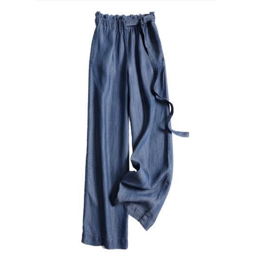 ワイドパンツ 春 夏 秋 レディース ガウチョ コットン ルームウェア ウエストゴム デニム　タックパンツ 美ライン 自宅　楽ちん