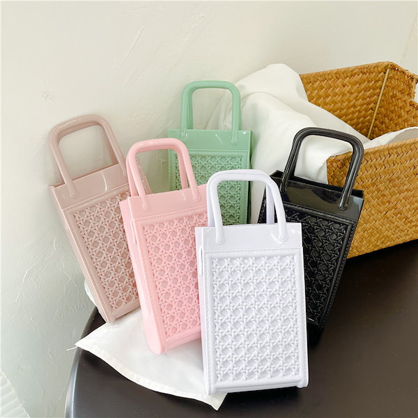 Qoo10] PVC編み物 肩斜め掛け女性バッグ スマ