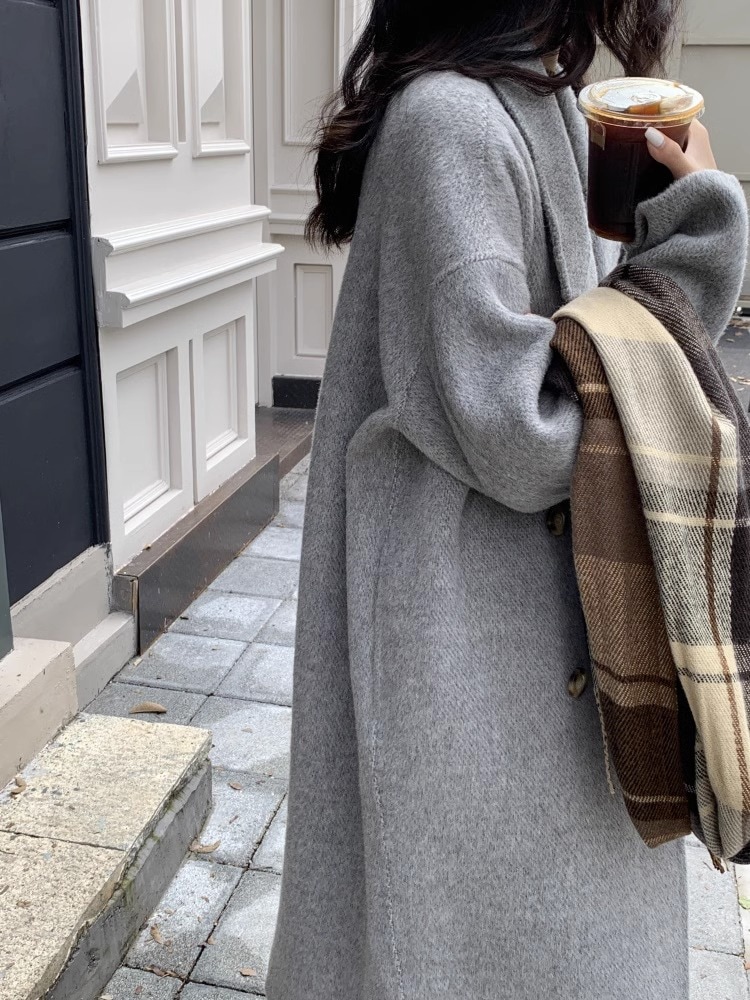 美品⁂ロンハーマン⁂ミドル丈コート　チェスター　カシミヤ混　クリーム　M〜L ロングシングルチェスターコート【カシミヤ】【LUIGI COLOMBO