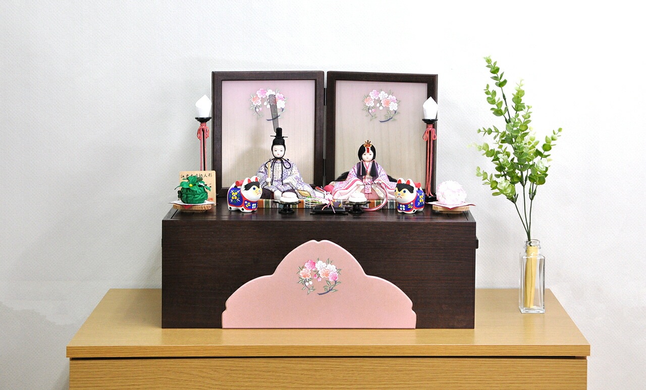 雛人形 ひな人形 お雛様 おひなさま コンパクト ミニ 初節句 かわいい ひなまつり 雛祭り 送料無料 一秀 木目込 収納 二人 2人 小さい 2025年 新作 秀光 限定品 買得 お得 人気 P84