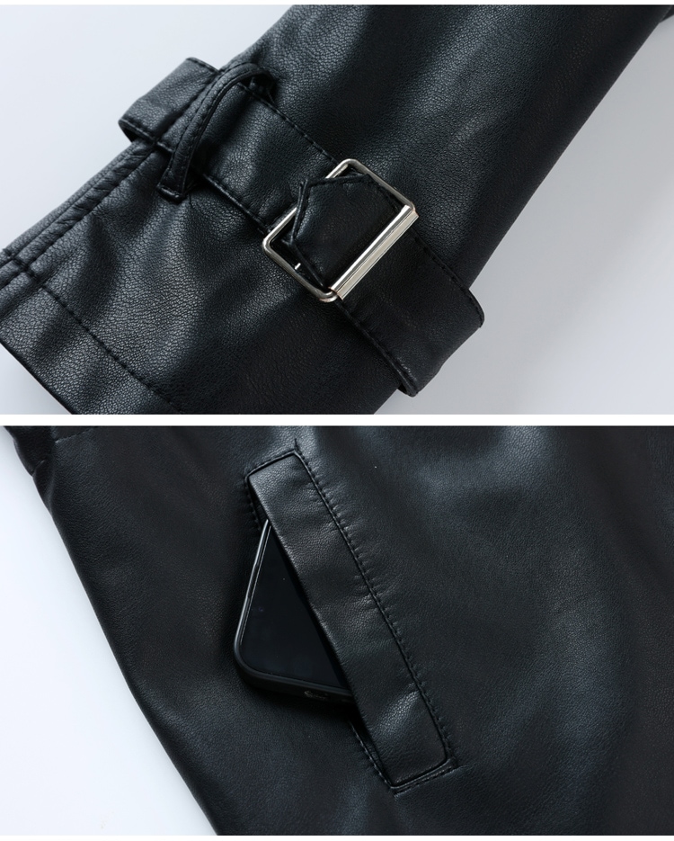 革ジャン 秋の婦人服新香港風ファッションカジュアル腰節ドローロープロングコート 柔らかい皮質 防風防水 OL通勤コート着 革ジャン 秋の婦人服新香港風ファッションカジュアル腰節ドローロープロングコート 柔らかい皮質 防風防水 OL通勤コート着