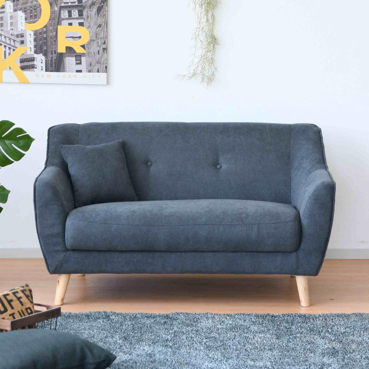 ソファ 2人掛け 幅132cm フィール ベロア調 ソファー 脚取り外し フロアソファ ロータイプ コンパクト 完成品 高級感 シンプル 北欧風 おしゃれ ベージュ グレー