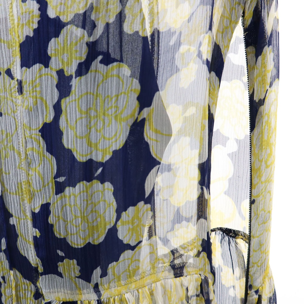 マックスアンドコー シルク 総柄 半袖 シアー ミニワンピース 40 ネイビー系 MAX&CO インナーキャミソール付き レディース マックスアンドコー シルク 総柄 半袖 シアー ミニワンピース 40 ネイビー系 MAX&CO インナーキャミソール付き レディース