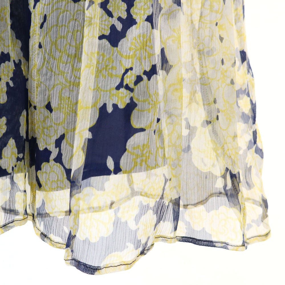 マックスアンドコー シルク 総柄 半袖 シアー ミニワンピース 40 ネイビー系 MAX&CO インナーキャミソール付き レディース マックスアンドコー シルク 総柄 半袖 シアー ミニワンピース 40 ネイビー系 MAX&CO インナーキャミソール付き レディース