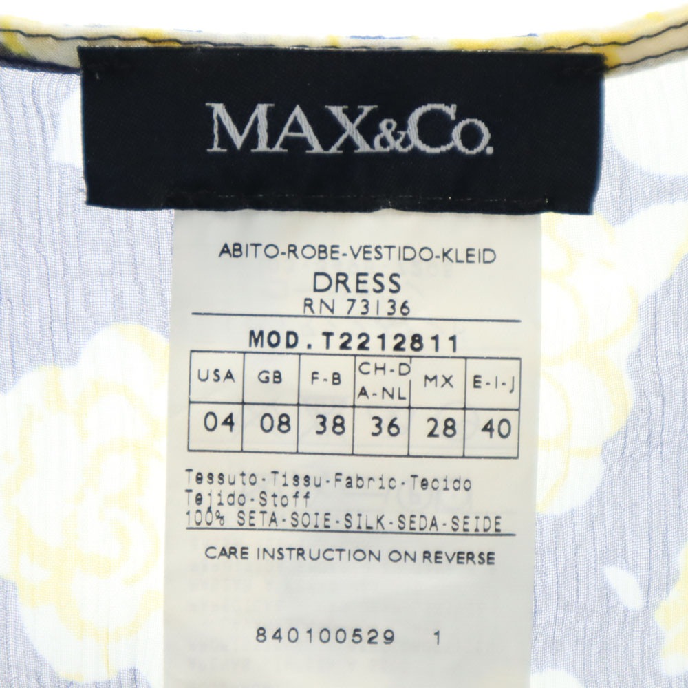 マックスアンドコー シルク 総柄 半袖 シアー ミニワンピース 40 ネイビー系 MAX&CO インナーキャミソール付き レディース マックスアンドコー シルク 総柄 半袖 シアー ミニワンピース 40 ネイビー系 MAX&CO インナーキャミソール付き レディース