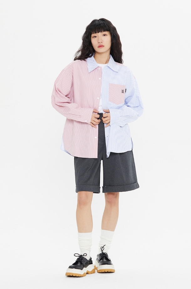 ★2024FW新作★ROMANTIC CROWN★MIX COLOR STRIPE SHIRT ☆2024FW新作☆ROMANTIC CROWN☆MIX COLOR STRIPE SHIRT