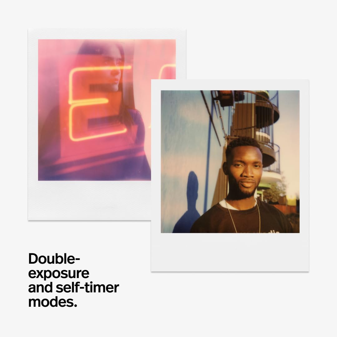 Polaroid Now 第2世代 I-Type インスタントカメラ フィルムバンドル - ブラックカメラ 16色写真 (6248) - ブラック